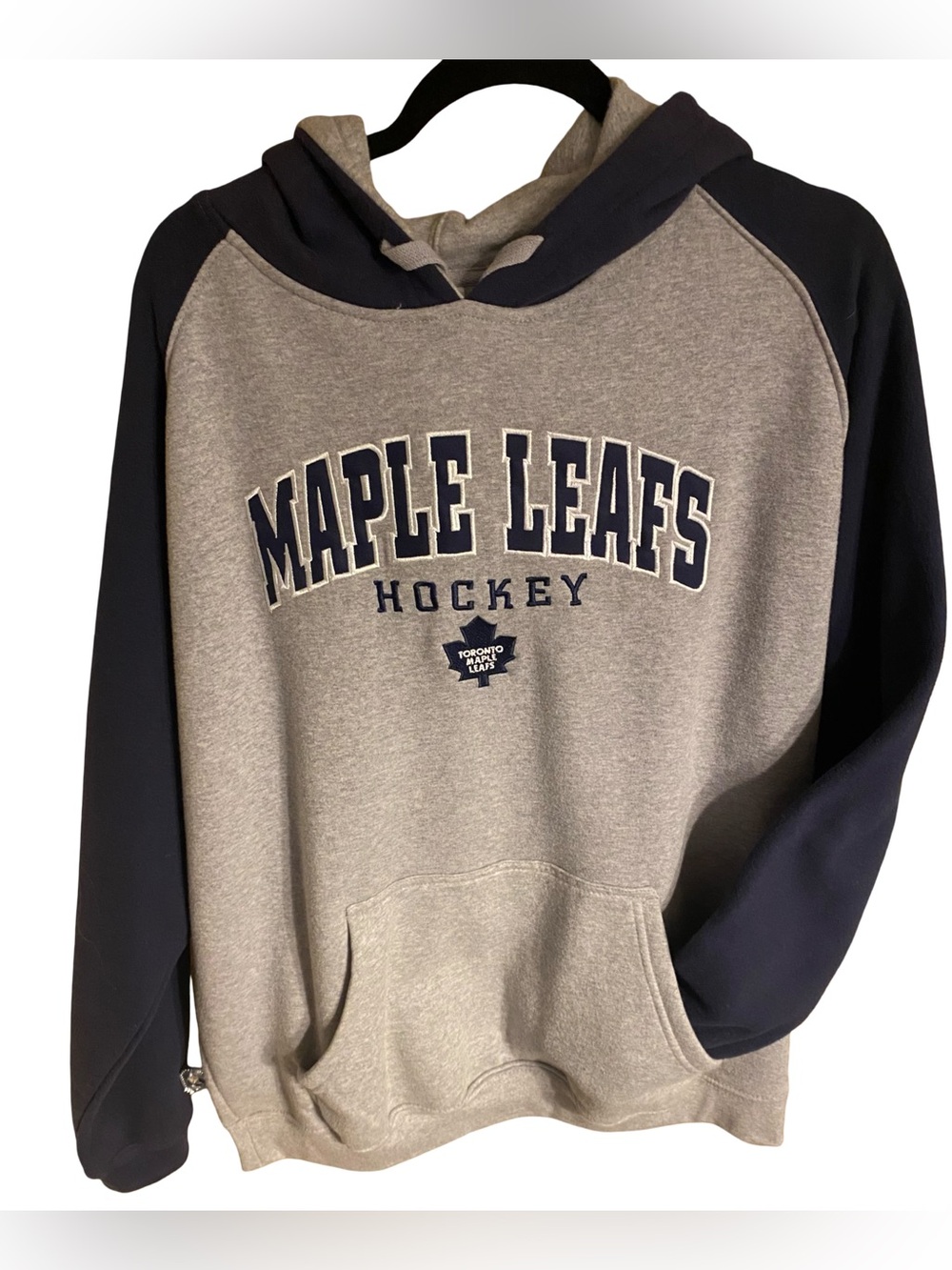 NHL Toronto Maple Leafs Vintage Gray and Navy Pullover Hooded Sweatshirt